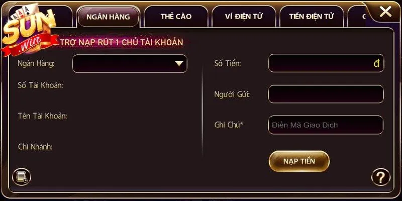 Các phương thức nạp tiền Sunwin thông dụng hiện nay